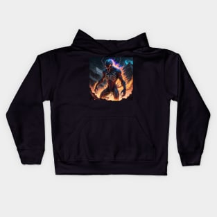 Virning alien in fire aura Kids Hoodie